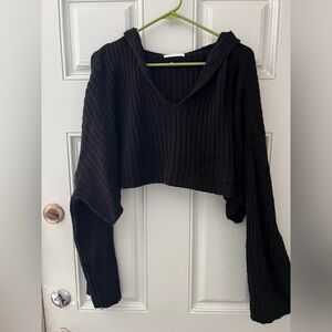 12th Tribe super cropped sweater with hood